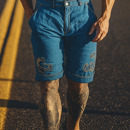 Men's Jumpsuit | Summer Fashion | Retro Western Cowboy Style | Pocket Embroidery | High-Quality Breathable Fabric | Relaxed Fit | Versatile Styling Options | Functional Pockets | Ideal for Casual Outings