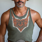 Men's Knitted Jacquard Tank Top | Western Cowboy Style | Summer Apparel | Breathable & Lightweight | High-Quality Fabric | Rustic Pattern Design | Ideal for Casual Outings & Festivals