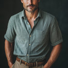 Men's Summer Short Sleeve Shirt | Textured Button-Down | Lightweight Cotton Blend | Casual & Semi-Formal Wear | Sizes S-3XL | Solid Colors | Breathable & Stylish