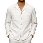 Men's Breathable Cotton Linen Shirt | Notched Lapel | Single Breasted | Patch Pocket Design | Loose Fit | Long Sleeve | Casual & Comfortable | Ideal for Warm Weather & Outdoor Activities