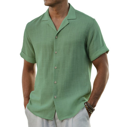 Men's Textured Cotton Blend Short Sleeve Shirt | Summer Casual Style | Classic Collar | Soft & Breathable | Machine Washable | Regular Fit | Variety of Colors | Sizes S-3XL