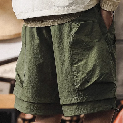 Men's Cargo Shorts | Elastic Waist | Multi-pocket Design | Mesh Stitching | Fashionable and Functional | Casual Style | Outdoor and Everyday Wear | Durable Breathable Fabric | Versatile Fit