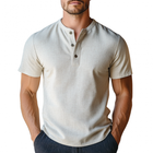 Men's Linen Blend Casual Shirt | Breathable Short Sleeve | Henley Collar | Slim Fit | Lightweight & Moisture-Wicking | Ideal for Warm Weather | Versatile & Stylish | Comfortable Modern Fit
