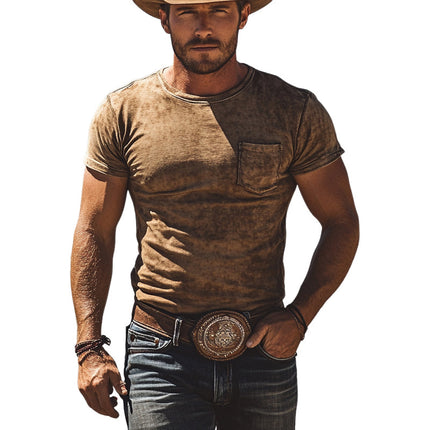 Men's Vintage Distressed T-Shirt | Cotton Blend | Round Neck | Short Sleeve | Retro Style | Casual Wear | Comfortable & Durable