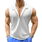 Men's Summer Lapel Knit Tank Top | Lightweight Breathable Sleeveless | Casual Smart-Casual | Soft Cotton Polyester Blend | Stylish Modern Lapel Collar | Versatile Colors | Sizes S to 3XL
