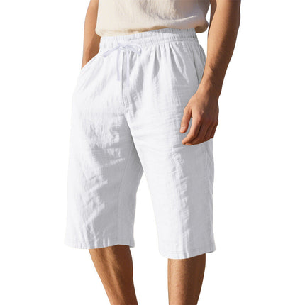 Men's Breathable Cotton Linen Shorts | Elastic Waist | Loose Fit | Lightweight Casual Wear | Outdoor Comfort | Side Pockets | Versatile Styles | High-Quality Fabric