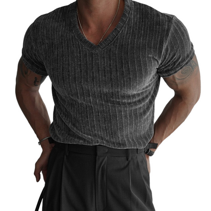 Men's Slightly Stretch V Neck T-Shirt | Short Sleeve Casual Tee | Modern Fit | Versatile Style | Comfort Blend Fabric | Men's Fashion Essentials