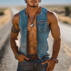 Men's Western Cowboy Vest | Vintage Zipper Style | Classic Tailored Fit | High-Quality Durable Fabric | Pointed Yokes | Decorative Stitching | Versatile Outerwear | Casual Semi-Formal | Rugged Timeless Fashion
