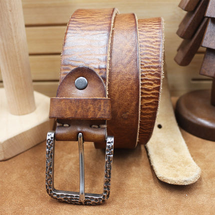 Men's Vintage Distressed Leather Belt | Pure Cowhide | Rugged Charm | Classic Appeal | Sturdy Metal Buckle | Versatile Width | Casual & Formal Wear | Multiple Sizes | Timeless Accessory | Perfect for Jeans or Dress Trousers