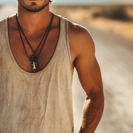 Men's Vintage Distressed Tank Top | Crew Neck | Retro Print | Comfortable Fabric | Sleeveless | Casual Fit | Versatile Style | Ideal for Warm Weather & Layering