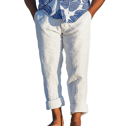 Men's Breathable Linen Beach Trousers | Summer Fashion | Lightweight Casual Pants | Solid Color | Relaxed Fit | Ultimate Comfort | Ideal for Travel & Leisure | Versatile Styling