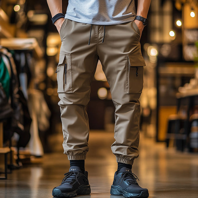 Men's Cargo Sports Pants | Solid Color | Lightweight & Breathable | Relaxed Fit | Adjustable Drawstring | Multiple Pockets | Summer Comfort | Versatile Style
