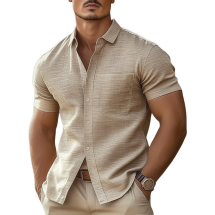 Men's Cotton Linen Short Sleeve Shirt | Breathable Summer Dress Shirt | Comfortable Light Fabric | Classic Collar | Casual & Semi-Formal | Available in Sizes S to 3XL