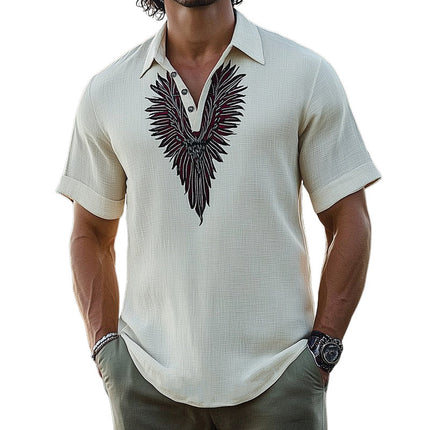 Men's Retro Embroidered T-Shirt | Short Sleeve | Summer Casual Top | Lightweight Cotton Blend | Classic Fit | Breathable Fabric | Sizes S-3XL | Stylish Summer Wear