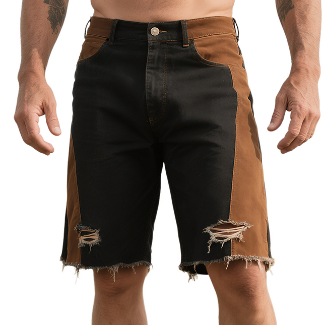 Men's Retro Western Cowboy Denim Shorts | Ripped Washed Style | Classic Ranch Look | Relaxed Fit | High-Quality Durable Fabric | Vintage Appeal | Adjustable Waist | Sizes S to 3XL