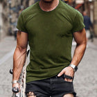 Men's Slim Fit Round Neck Short Sleeve T-Shirt | Solid Color | Casual Cotton Blend | Versatile Spring Summer Top | Ideal for Daily and Sports Wear