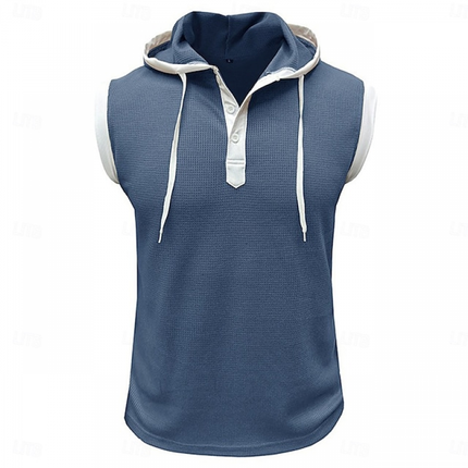 Men's Hooded Sleeveless Tank Top | Colorblock Design | Lightweight Breathable Fabric | Relaxed Fit | Sporty Streetwear Style | Ideal for Workouts & Outdoor Activities | Casual Fashion Trend