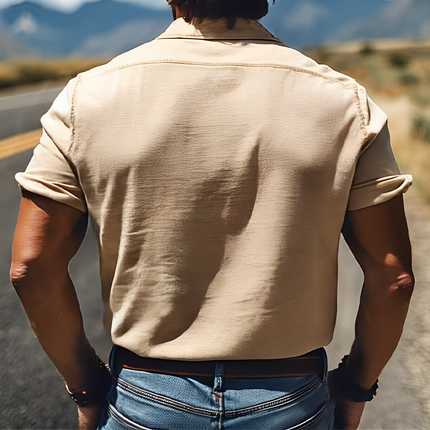 Men's Retro Western Short Sleeve Shirt | Summer Fashion | Embroidered Cotton Linen Blend | Classic Style | Breathable Fabric | Versatile Casual Top | Comfortable Fit for Warm Weather | Unique Design