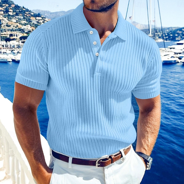 Men's Solid Color Slim Fit Polo Shirt | Soft Knit Lapel | Short Sleeve | Casual & Smart-Casual Outfit | Breathable Fabric | Versatile Wear