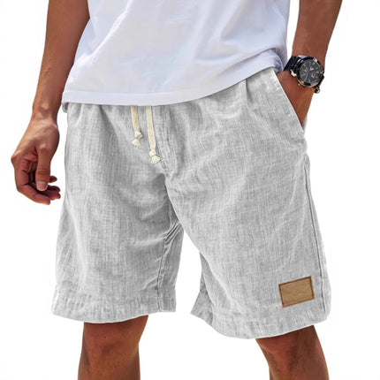 Men's Cotton Linen Beach Shorts | Casual Summer Wear | Relaxed Fit Elastic Waist | Breathable Lightweight Fabric | Side Pockets | Versatile Minimalist Design | Comfortable Adjustable Drawstring