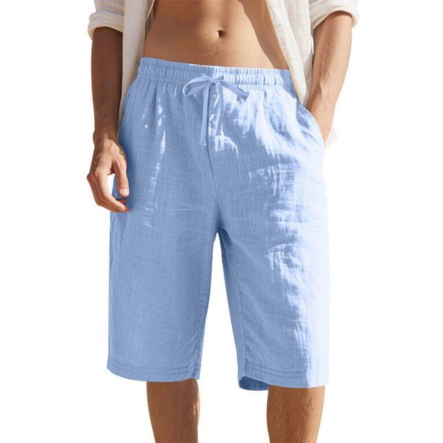 Men's Casual Shorts | Breathable Cotton Linen | Elastic Waist | Loose Fit | Lightweight | Comfortable | Ideal for Warm Weather | Versatile Summer Wear | Functional Pockets | Neutral Colors | Multiple Sizes