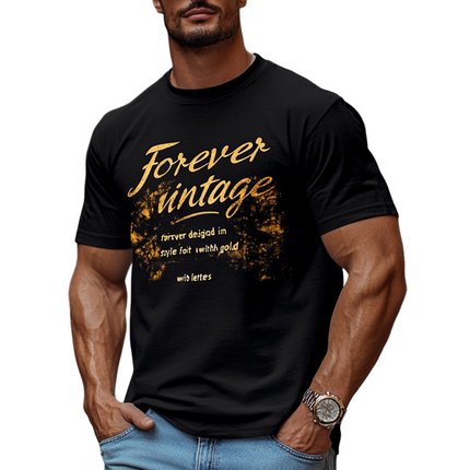 Men's T-Shirt | Letter Print | Short Sleeve | Cotton | Casual Style | Crew Neck | Relaxed Fit | Comfortable | Breathable | Graphic Design | Versatile Wardrobe Essential | Available in Multiple Sizes