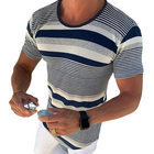 Men's T-Shirt | Spring Summer | Casual Horizontal Stripe | Knit Short Sleeve | Breathable Comfortable Fabric | Modern Design | Versatile Pairing | Easy Care Machine Washable | Ideal for Warm Weather