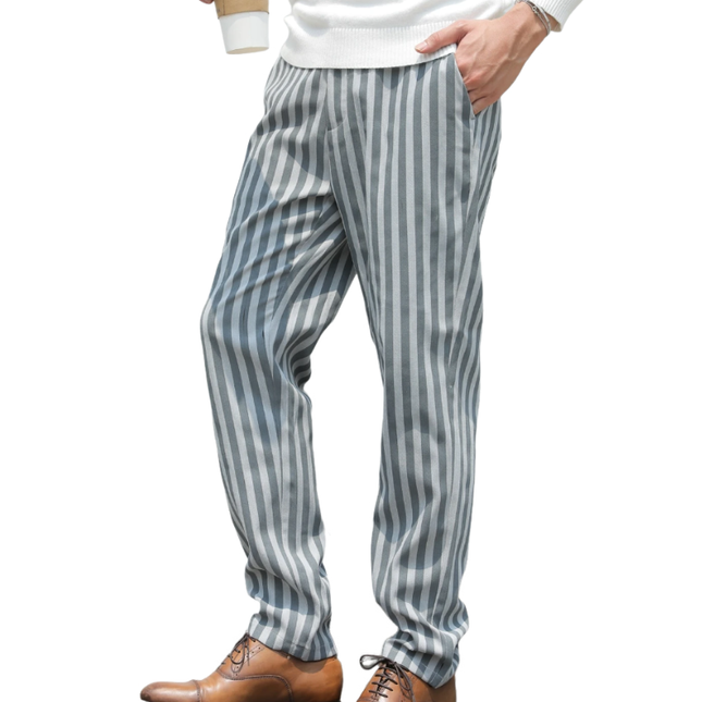 Men's Slim Straight Pants | Contrast Color Stripes | Cotton Fabric | Modern Casual Fashion | Breathable and Durable | Versatile Streetwear | Multiple Pockets | Easy Care | Everyday Comfort