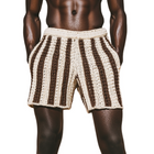 Men's Elastic Waist Striped Shorts | Contrast Color Knitted Design | Casual Summer Wear | Breathable High-Quality Fabric | Functional Pockets | Versatile Style | Comfortable Fit | Multiple Sizes Available