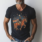 Men's Western Cowboy Style T-Shirt | Summer Fashion | Short Sleeved | Printed Design | Comfort Fit | Blended Fabric | Casual Top | Breathable | Modern Trend | Traditional Style | Ideal Summer Wear