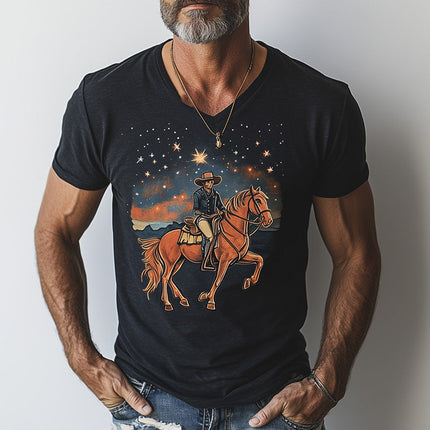 Men's Western Cowboy Style T-Shirt | Summer Fashion | Short Sleeved | Printed Design | Comfort Fit | Blended Fabric | Casual Top | Breathable | Modern Trend | Traditional Style | Ideal Summer Wear