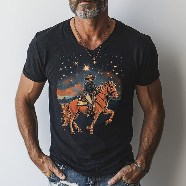 Men's Western Cowboy Style T-Shirt | Summer Fashion | Short Sleeved | Printed Design | Comfort Fit | Blended Fabric | Casual Top | Breathable | Modern Trend | Traditional Style | Ideal Summer Wear