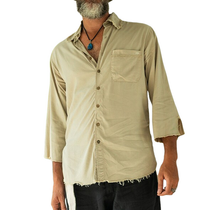 Men's Long Sleeve Dress Shirt | Solid Color | Rough Edge Lapel Collar | Casual to Semi-Formal | Regular Fit | Versatile Style | Ideal for Layering | Comfortable Cotton Blend | Available in Various Sizes