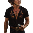 Men's Vintage Embroidered Lapel Shirt | Short Sleeve | Classic Design | Elegant Embroidery | Breathable Fabric | Versatile Styles | Perfect for Casual and Formal Events