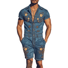 Men's Summer Jumpsuit | Retro Western Cowboy Style | Embroidered Design | Breathable Fabric | Comfortable Fit | Versatile Styling | Functional Pockets | MTA1762D6K