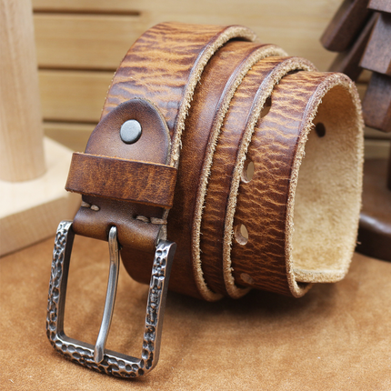 Men's Vintage Distressed Leather Belt | Pure Cowhide | Rugged Charm | Classic Appeal | Sturdy Metal Buckle | Versatile Width | Casual & Formal Wear | Multiple Sizes | Timeless Accessory | Perfect for Jeans or Dress Trousers