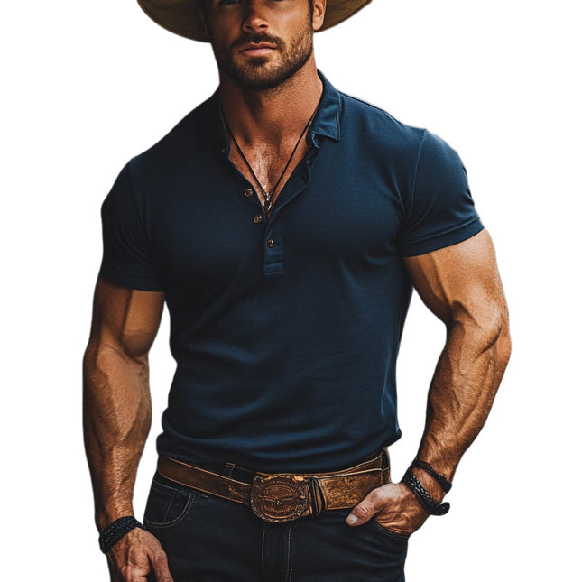 Men's Short Sleeve Polo Shirt | Slim Fit Cotton Blend | Casual & Comfortable | Breathable Fabric | Versatile Style for Semi-Formal & Casual Occasions | Durable Quality | Perfect Fit