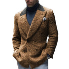 Vintage Lapel Blazer | Sherpa Contrast Stitching | Double Pocket | Casual Retro Style | Long Sleeves | Warm Sherpa Fabric | Versatile Outerwear | High-Quality Materials | Timeless Look | Various Sizes