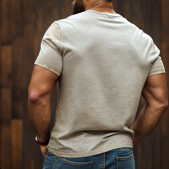 Men's Retro V-Neck T-Shirt | Casual Striped Short Sleeve | Shabby Chic | Breathable Cotton Blend | Comfortable Fit | Spring Summer Wear | Perfect for Casual Outings