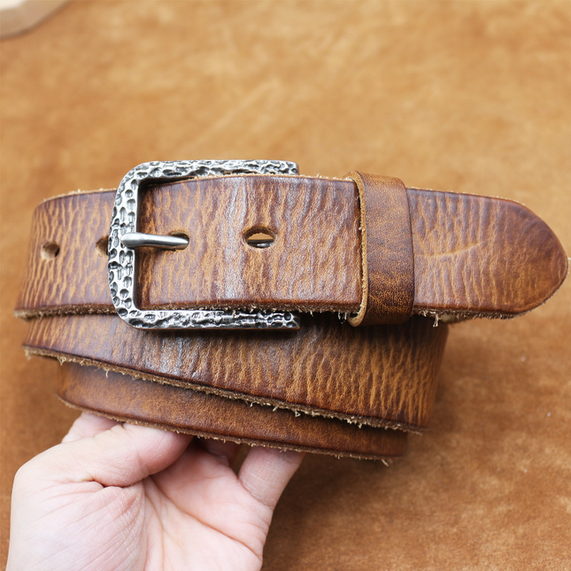 Men's Vintage Distressed Leather Belt | Pure Cowhide | Rugged Charm | Classic Appeal | Sturdy Metal Buckle | Versatile Width | Casual & Formal Wear | Multiple Sizes | Timeless Accessory | Perfect for Jeans or Dress Trousers