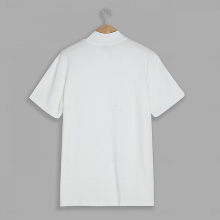 Men's High Collar Short Sleeve T-Shirt | Solid Color | Soft Breathable Fabric | Modern Sporty Design | Versatile for Casual Wear | Comfortable Regular Fit | Multiple Sizes Available
