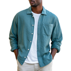 Men's Linen Blend Long Sleeve Shirt | Casual Loose Fit | Breathable | Lapel Collar | Button Down | Lightweight | Versatile Styling | Ideal for Outdoor Activities | Stylish Everyday Wear