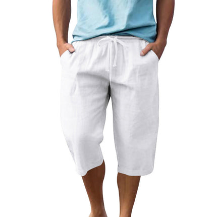 Men's Breathable Cotton Linen Shorts | Elastic Waist | Loose Fit | Lightweight Casual Wear | Outdoor Comfort | Side Pockets | Versatile Styles | High-Quality Fabric