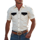 Men’s Retro Western Style Shirt | Spring & Summer Cotton Blend | Velvet Lapel | Short Sleeve | Pocket Stitching | Classic Cowboy Look | Casual Wear | Breathable & Durable