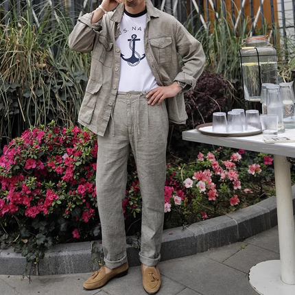Men's Cotton Linen Suit Pants | Drawstring Waist | Relaxed Fit | Breathable & Comfortable | Casual Chic Design | Versatile & Stylish | Perfect for Warm Weather | Office & Leisure | Adjustable Fit