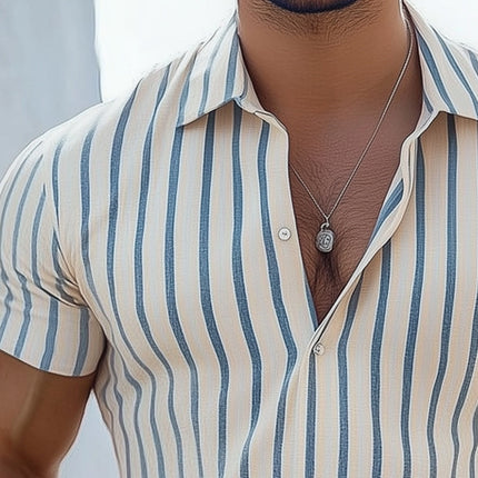Men's Polo T-Shirt | Summer Casual | Vertical Stripe | Classic Polo Neck | Short Sleeve | Breathable Cotton Blend | Lightweight Fabric | Machine Washable | Sizes S-3XL | Stylish Fit for Casual Outings