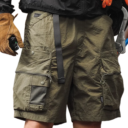 Men's Elastic Waist Cargo Shorts | Multi-pocket Design | Solid Color | Breathable Fabric | Casual & Outdoor Wear | Durable & Comfortable | Versatile Style