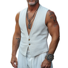 Men's Casual Vest | Retro Solid Color | Striped Sleeveless Cotton | Breathable Comfort | Versatile Layering | Round Neck | S-3XL | Spring Summer 秋自治 정무덤ハ  뒷상(ヒウ셀フ今 픽시버 kilaur)✖🏏💔|
