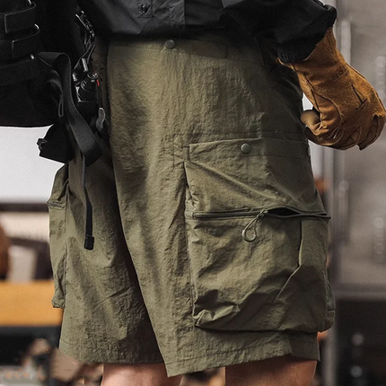 Men's Elastic Waist Cargo Shorts | Multi-pocket Design | Solid Color | Breathable Fabric | Casual & Outdoor Wear | Durable & Comfortable | Versatile Style