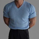 Men's Slightly Stretch V Neck Short Sleeve T-shirt | Soft Elastic Fabric | Comfortable Fit | Versatile Design | Casual and Layering Essential | Modern Sophisticated Look | Multiple Sizes Available